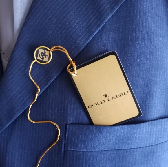 Stacy Adams Gold Label Size 44L Dark Blue Blazer Suit Jacket Coat - Picture 9 of 15